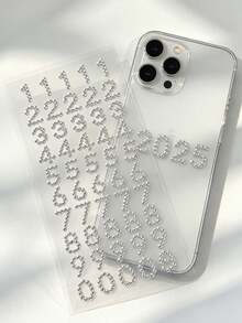 1pc/2pcs/3pcs/4pcs 3D Silver Rhinestone Decor Sticker Set With English Letters, Numbers, Hearts, Stars, Luxury Shiny Texture, Includes Tweezers, Self-Adhesive, Suitable For Phone, Laptop, Camera, Earphones, Water Bottle, Electronic Device Case, Gift Box, Greeting Card, Aromatherapy Container, Storage Box Surface Decoration - one-size - View 4