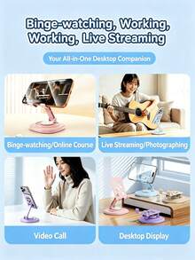 1pc Adjustable Phone Desktop Stand, 360° Rotating Foldable Tablet Holder, Universal Smartphone And Tablet Desktop Stand - Multicolor - View 5