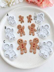 Gingerbread Man Polymer Clay Cutters Christmas Theme Clay Molds DIY Handmade Jewelry Earring Brooch Making Tools For Polymer Clay Art Craft Supplies - White - View 9