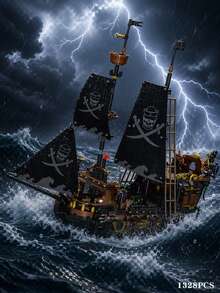 1328 PIECES Pirate Ship Building Blocks, DIY Model Decoration Items / Stress-Relieving Gift - Bagged - View 4