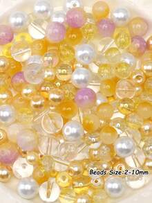 beadia 100/250g 2-10mm 黃色系列混色玻璃珠，多種款式，DIY珠寶製作、項鍊與手鍊手工藝用品，適合女性 - 黃色系 - 查看 6
