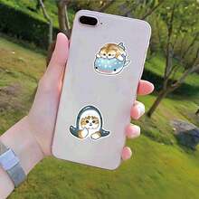 1set/50pcs 2026 Popular Shark Cat Ocean Sticker Set, Cute And Interesting Marine Animal Shapes, Perfect For Decorating Water Bottles And Accounts, Full Of Childlike Style For Holiday Gifts(Stochastic Style) - Multicolor - View 5