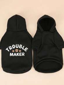 PETSIN 1pc Pet Dog Hoodie, Warm Autumn/Winter Outfit, Hooded Sweatshirt For Small Dogs Like Poodle, Teddy, Bichon Frise, Suitable For Small Cats & Dogs - Black - View 2