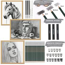 Kit Pensil Sketsa 54 Buah dengan Buku Sketsa, Termasuk Pensil Grafit, Arang, dan Alat Seniman, Perlengkapan Menggambar Profesional, Ideal untuk Sketsa dan Arsir - Set sketsa 54 buah - View 3