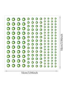 1pc Solid Mixed Size Round Rhinestone Face Gems, Self-Adhesive Acrylic Gem Stickers, Stage Party Eye & Face Decor Jewels - Green - View 7