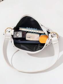 1pc Women's Fashionable Personalized Minimalist Versatile Street Style Shoulder Underarm Bag Suitable For Dating, Going Out, Vacation - White - View 5
