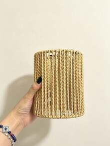 Vertikal vävd rak lampskärm i rep, handgjord veckad lampskärm i pappersrep, pendellampa/vägglampa/ersättningstillbehör för sängbord, bardisk, B&B, mjukt ljus, enkel installation, jul- och halloweenheminredning - Halvcirkel - Visa 8