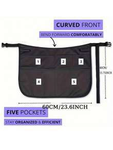 Waterproof Hair Stylist Apron With 5 Pockets - Bleach-Proof Half Waist Apron For Salons, Cosmetology, & Groomers, Jet Black, One Size - Multicolor - View 9