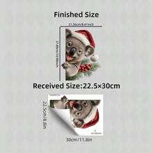 1PC Cute Peeking Koala Christmas Static Window Clings, Xmas Glass Decor, Holiday Window Display For Home Living Room, Cafe, Retail Shop Window - Multicolor - View 4
