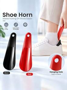2pcs Short Handle Portable Plastic Shoe Horn, Easy On/Off Shoe Removal Tool, Suitable For Home, Long-Distance And Short-Distance Travel Accessories - Multicolor - View 1