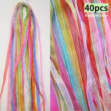 40pcs Wide Chiffon Ribbon, Random Color, Transparent Packaging Ribbon, Suitable For Wedding Bouquet, Party Garland, Handmade Lace Fabric, Craft Material - Multicolor - View 1