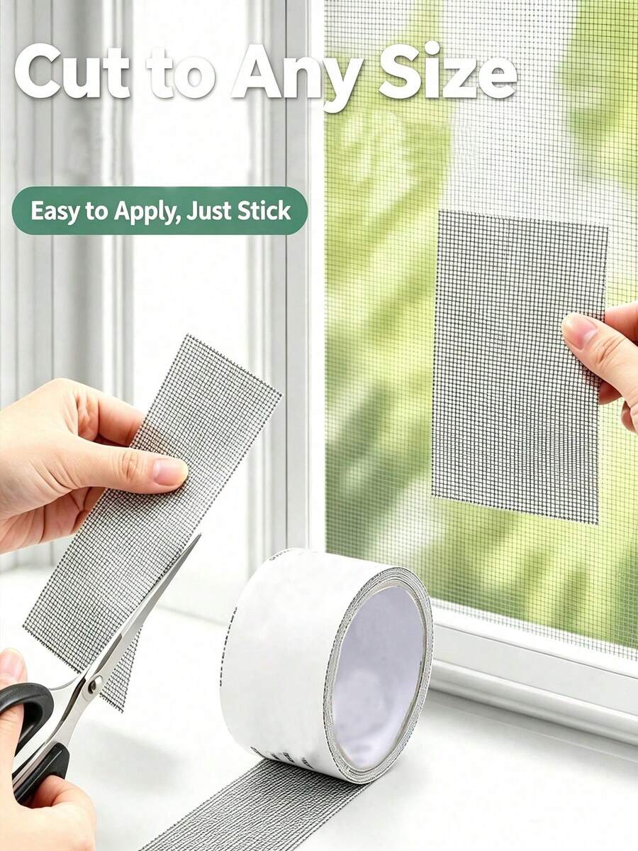 1pc Self-Adhesive Mesh Window Repair Tape, Waterproof Tear-Resistant Insect Net Repair, Suitable For Fabric And Mesh Repair, Applicable For Dorm/Curtain Window Repair, Kitchen, Kitchen Accessories, Kitchen Essentials, Mosquito Net