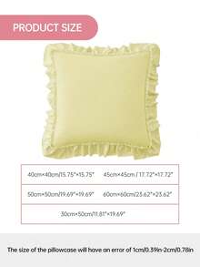 HONEYMOON 1 pieza Funda de almohada con volantes linda - Tela de poliéster, estilo francés romántico, funda de cojín con volantes (inserto de almohada no incluido), cierre de sobre, resistente a las arrugas, lavable a máquina, decoración del hogar de otoño - Amarillo claro - Ver 3