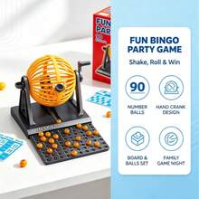 1pc Hand-Crank Bingo Game Set Interactive Raffle Machine Suitable For Office Parties And Family Gatherings Fun Raffle Device For Teens And Adults Group Activity Entertainment - Multicolor - View 3
