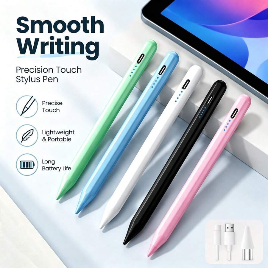 Universal Aluminum Alloy Stylus Touch Pen Sensitive For IOS/Android/Windows Tablets And Phones Compatible With IPhone, Tablet Drawing Capacitive Pen Accessory: Charging Cable + Pen Tip