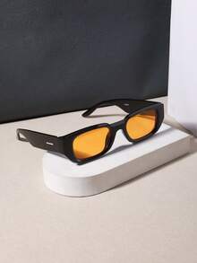 1 PC Men's Rectangle Fashion Glasses Narrow Frame PC Material Solid Color Lens Casual Style Lightweight For Driving Outdoor Street With Glasses Box - Multicolor - View 7