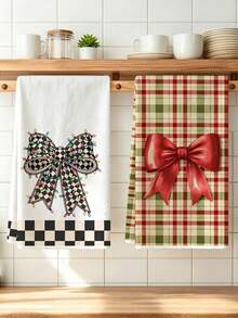 4 st absorberande kökshanddukar i polyester med tryck av julkrans, julgran och rosettmönster, lämpliga för kök och badrum, idealiskt val för husmödrar och familjesammankomster, prisvärda hemartiklar, perfekta för daglig dekoration och rumsdekoration - Multifärgad - Visa 7