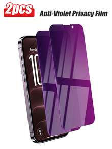 Navigator 2 piezas Protector de pantalla de vidrio púrpura anti-espionaje, anti-luz azul, protección de privacidad, compatible con iPhone Duo/18 Pro Max/18 Pro/18/17e/17 Pro Max/17 Pro/17 Air/17/16 Pro Max/16 Pro/16 Plus/16/15 Pro Max/15/14/13/12 y otros modelos. - Morado - Ver 12