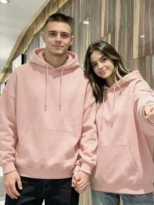 Unisex Hooded Fleece Sweatshirt For Autumn And Winter, Featuring Y2K Graphic Print - Sand Red - View 2