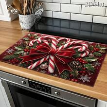 1pc Christmas Element Welcome Doormat, Diatomaceous Earth Absorbent Small Rug, Non-Slip Floor Mat, Suitable For Stove, Coffee Machine, Water Bar, Christmas, Halloween Home Decor, Indoor/Outdoor Front Door, Kitchen Area - Multicolor - View 4