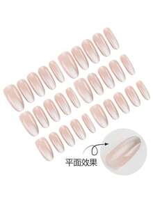30片杏仁形/简约杏粉色美甲贴纸，亚克力假指甲套装包含1瓶甲油胶和1把指甲锉，适合女性日常工作、学习、聚会、派对、节日以及秋冬季日常美甲用品。 - 彩色 - 查看 3
