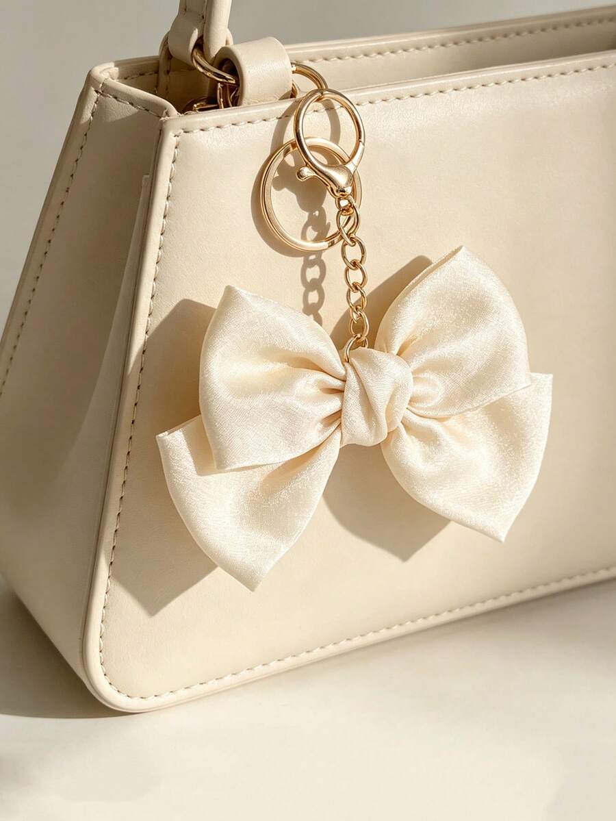 1pc/2pcs Korean Style Elegant Fabric Bow Keychain, Matte Satin Texture, Versatile Bag Charm Accessory, Gift - Multicolor - View 1