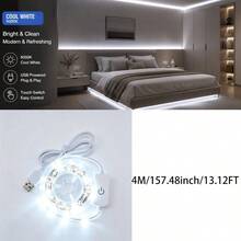 Flexible Touch Control USB LED Strip Lights, Cuttable Self-Adhesive LED Tape, Easy Install DIY Background Lamp, Warm White/Cool White , For Halloween Gaming Room Cabinet Shelf Holiday Decor - 2835 Touch - View 15