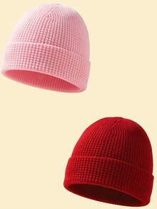 1/2pcs High Quality Oversized Women's Fashion Solid Color Knitted Hat With Horn Decoration, Suitable For Halloween Costume And Winter Outings - Multicolor - View 21