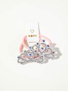 10pcs High Elasticity Durable Hair Ties Rubber Bands Pink Hair Scrunchies With AB Rhinestone Decorated Deer Crown Butterfly Elephant Fashion Hair Ropes Cute Hair Accessories For Daily Use - Pink - View 5