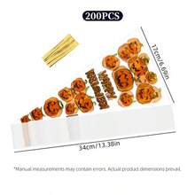 50/100/200Pcs Halloween Treat Candy Bags, Pumpkin Triangle Gift Pouches With Golden Twisted Ties, Party Favor Bags For Halloween Decor, Candy & Snack Packaging - View 10