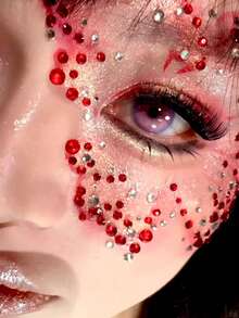 3D Shiny Faux Rhinestone Solid Color Self-Adhesive Face Decor Rhinestone Stickers Y2K Holiday Party Daily Makeup DIY Music Festival Dance Party Suitable For Hair Eyes Face Body Decoration - Multicolor - View 6