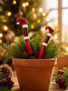 2/1pc Christmas Santa Legs Yard Stakes, Funny Santa Claus Legs Garden Lawn Decorations, Christmas Outdoor Yard Decor - Decorative Posts - View 2