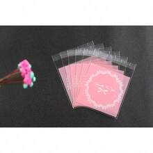 150pcs/100pcs/50pcs Set Cartoon Flower Pattern Gift Wrapping Bag, Cartoon Plastic Wrapping Bag, Gift Bags, Pink Gift Packaging Bags, Clear Display Pouches, - Multi-color - View 9