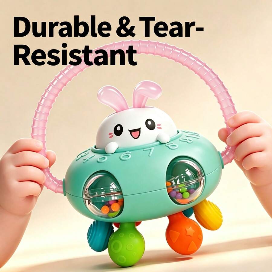 Bola Genggam Bayi Kelinci Manhattan, Mainan Gigit Silikon, Bola Genggam Lembut Sensori dengan Titik Gigit & Manik-manik Gemerincing, Mainan Edukasi Perkembangan Awal untuk Bayi Baru Lahir 0-12 Bulan, Hadiah Natal, Hadiah Tahun Baru, Suvenir Acara Baby Shower - MultiWarna - View 1