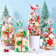 50pcs/Pack Christmas Party Gift Candy Cookie Baking Bags Transparent OPP Bags With Twist Ties - View 11