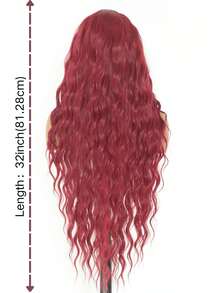 Burgundy And Silver-White Deep Wave Lace Front Wig – 13x4 Synthetic Lace Front Wig With Pre-Plucked Hairline – HD Transparent Lace – Suitable For Daily Wear, Dating, And Beginners – 32 Inches - Multicolor - View 6
