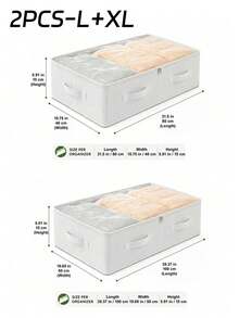 White Underbed Storage Organizer Box, Large Capacity Foldable Storage Bin For Organizing Blankets, Skirts, Bedding, Clothes, Underbed Clothing Storage Organizer, Space-Saving Closet Storage, Underbed Storage, Minimal Space Occupancy - View 12