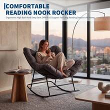 Techigher Oversized Papasan Rocking Chair With Padded Cushion, Ergonomic Egg Swivel Rocker With Heavy-Duty Metal Frame, Comfy Outdoor Armchair For Garden, Patio, Balcony & Living Room - Multicolor - View 6
