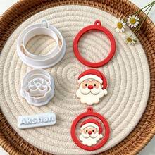 3pcs Christmas Santa Pattern Clay Cutting Molds, Santa Head Embossing Cutters, Polymer Clay Tools For Handmade Earring Pendant Ornament Making - 3-pack - View 2
