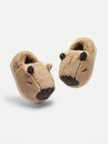 Balabala Boys Girls Cute Warm Winter House Slippers Soft Indoor Footwear - Camel - View 4