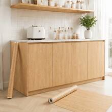 Natural Realistic Wood Grain Self-Adhesive Wallpaper, Removable Wallpaper, Suitable For Table, Wardrobe, Cabinet Decoration - Yellow Oak - View 2