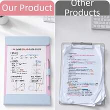 1pc A4 Magnetic PU Leather Clipboard Folder, Wear-Resistant Contrast Color Writing Board, Exam Paper, Meeting Notes, Daily Notebook Paper Storage Organizer - One Size Fits All - View 8