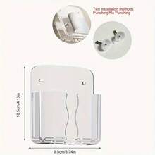 1pc No-Drill Adhesive Phone Charging Holder, Bedroom Wall-Mounted Bedside Slouchy Storage Box Phone Charging Stand - Multicolor - View 6