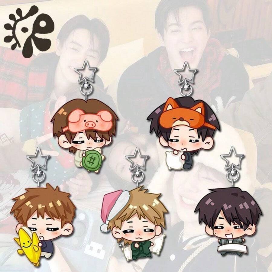 CORTI/S Star Shaped Acrylic Pendant, Creative High Appearance Backpack Charm, Cute Cartoon Style Hanging Ornament, Fan Collection Gift, Decorative Accessory For Bag Keychain JAMES JUHOON SEONGHYEON KEONHO - Multicolor - View 1