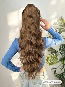 HEYPINK Claw-Shaped Ponytail Hair Extension, 22 Inch Long, Black Brown, Natural Wavy, Heat-Resistant Fiber Synthetic Ponytail Wig, Suitable For Women's Daily Use, Halloween - Brown - View 3