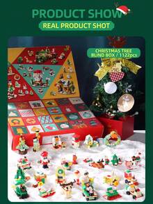1122PCS Christmas Advent Calendar Building Blocks, 24 Days Countdown, 28 Models 6-In-1 Combineable Mini Bricks, Santa, Christmas Tree, Train & Cabin DIY Assembly Toy, Christmas Home Decor & Holiday Surprise Gift For Teens - Multicolor - View 5