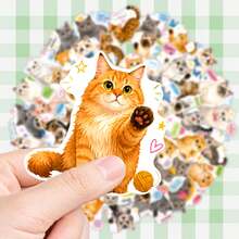 50Pcs Lovely Kitten Quote Stickers, Aesthetic Cat Decor Decals, Scrapbook & Journal DIY Supplies - Multicolor - View 4