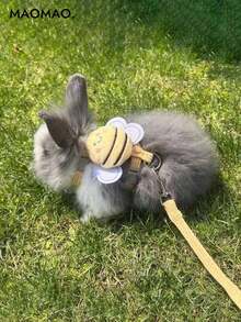 1 Set Verstellbare Bienen- & Kaninchen-Leine, Cute Bee Design - Outdoor Walking Training Tether Cord Set - Suitable For Small Pets And Rabbits - I-Beam Anti-Snatching - Pet Supplies - Rabbit Supplies - Rabbit Cat Tether Cord And Collar - Multicolor - View 4
