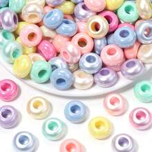 50/100pcs Acrylic Pearlized Crinkled Wheel Beads,Iridescent Textured Large Hole Spaced Beads For DIY Jewelry Making Bracelets,Mobile Phone Chain - Random Color - View 6