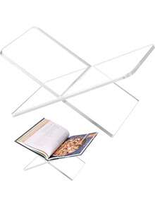 1 cái giá đỡ sách acrylic trong suốt hình chữ X, kệ trưng bày sách đọc cho album nhạc và sách, kệ sách trắng đen, giá trưng bày tại nhà cho thư viện, sách nấu ăn, album nhạc và nhiều loại sách, trang trí mặt bếp - Màu trong suốt - Xem 2